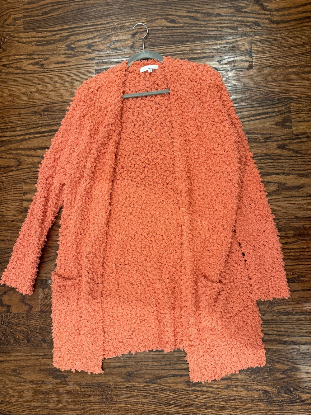 june & hudson Coral Open-Front Popcorn Cardigan
